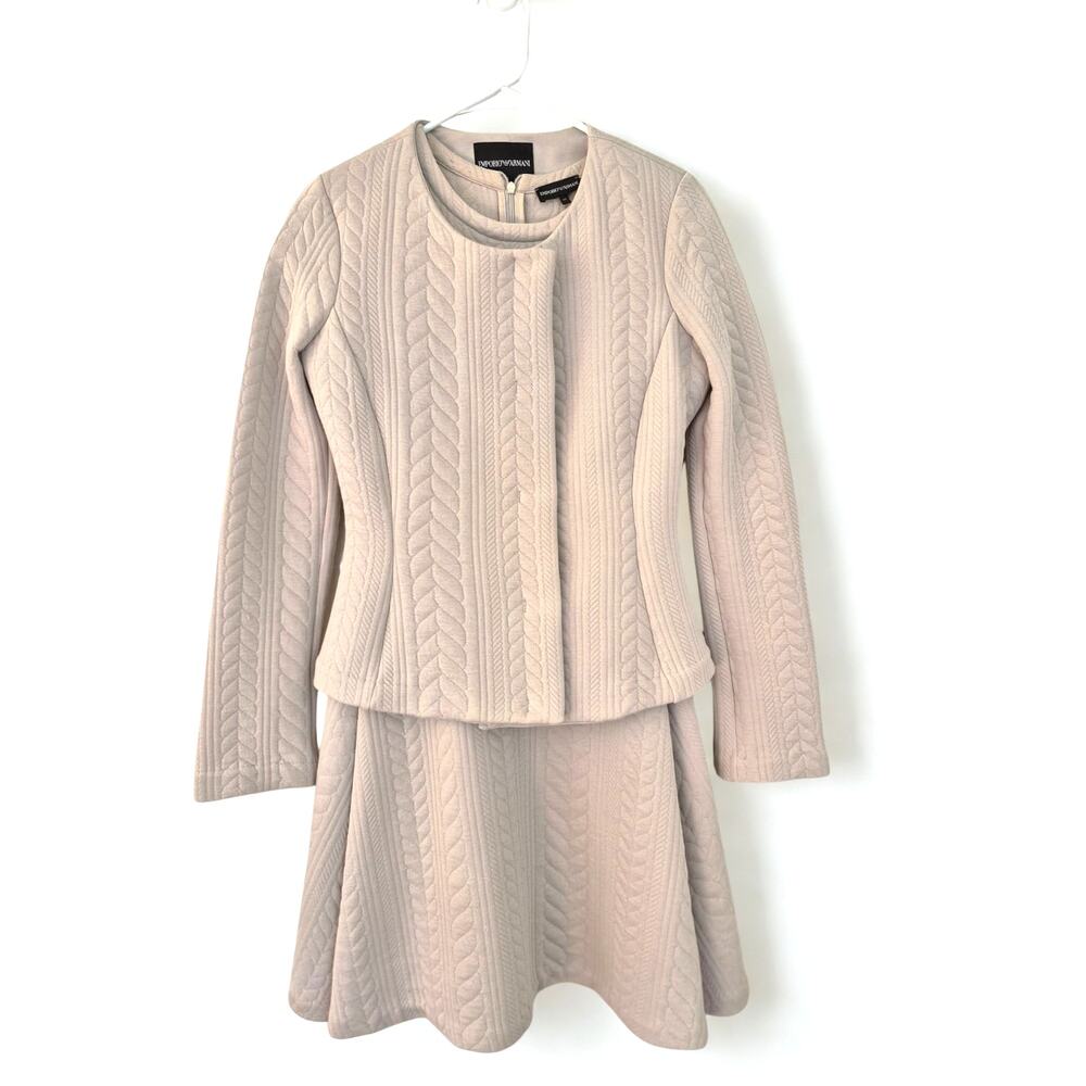Emporio Armani Dress Jacket Cable Knit Effect Fit Flare Suit Career Office Siren